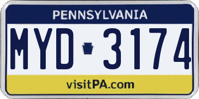 PA license plate MYD3174