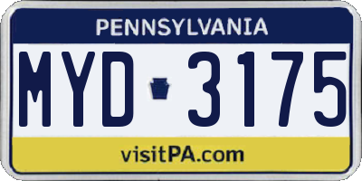 PA license plate MYD3175
