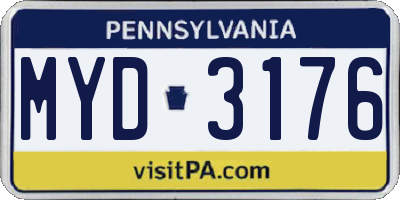 PA license plate MYD3176
