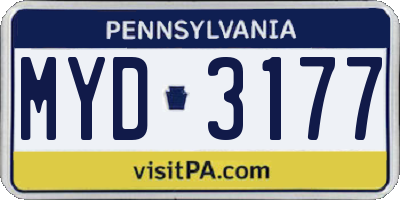 PA license plate MYD3177