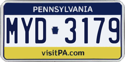PA license plate MYD3179