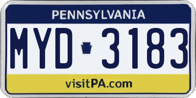 PA license plate MYD3183