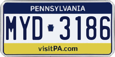 PA license plate MYD3186