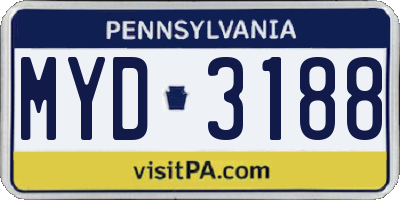 PA license plate MYD3188