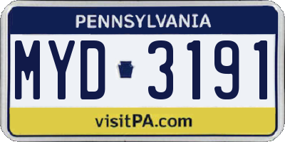 PA license plate MYD3191