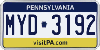 PA license plate MYD3192