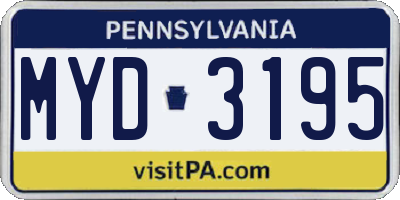 PA license plate MYD3195