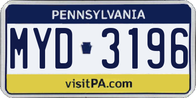 PA license plate MYD3196