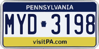 PA license plate MYD3198
