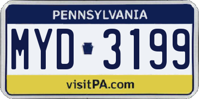 PA license plate MYD3199