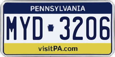 PA license plate MYD3206