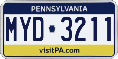 PA license plate MYD3211