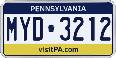 PA license plate MYD3212