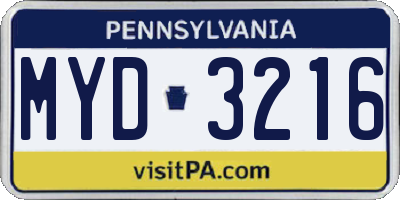 PA license plate MYD3216