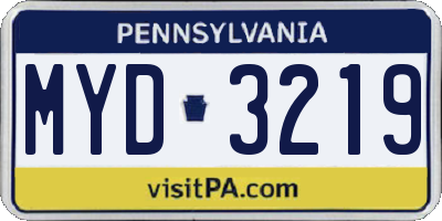 PA license plate MYD3219