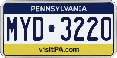 PA license plate MYD3220