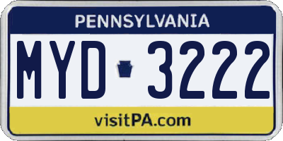 PA license plate MYD3222