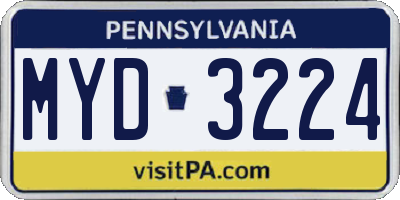 PA license plate MYD3224