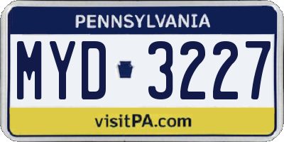 PA license plate MYD3227