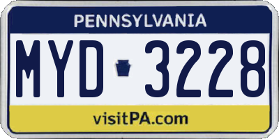 PA license plate MYD3228