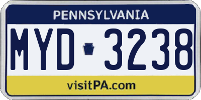 PA license plate MYD3238