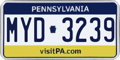 PA license plate MYD3239