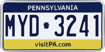 PA license plate MYD3241