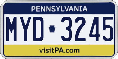 PA license plate MYD3245