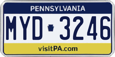 PA license plate MYD3246