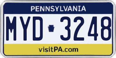 PA license plate MYD3248