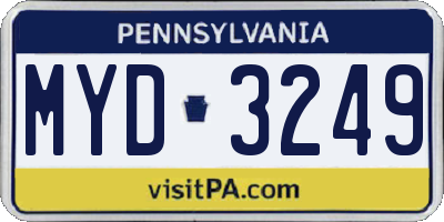 PA license plate MYD3249