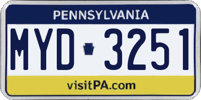 PA license plate MYD3251