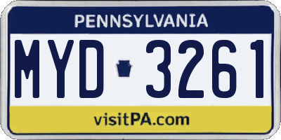 PA license plate MYD3261