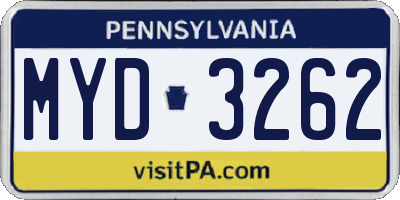 PA license plate MYD3262