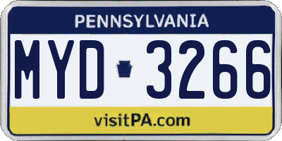 PA license plate MYD3266