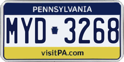 PA license plate MYD3268