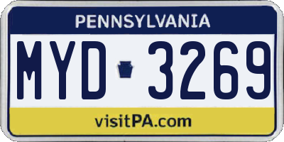 PA license plate MYD3269