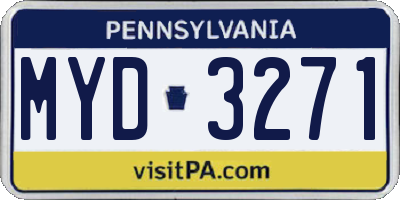 PA license plate MYD3271