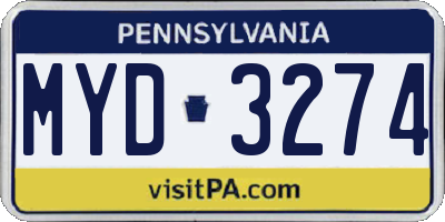 PA license plate MYD3274