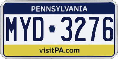 PA license plate MYD3276