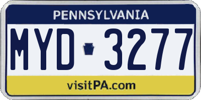 PA license plate MYD3277