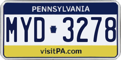 PA license plate MYD3278