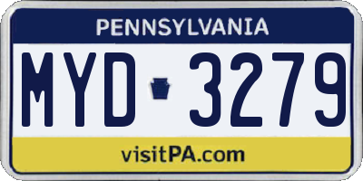 PA license plate MYD3279