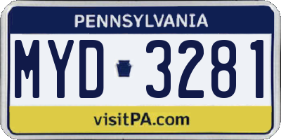 PA license plate MYD3281