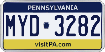 PA license plate MYD3282