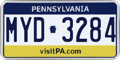 PA license plate MYD3284