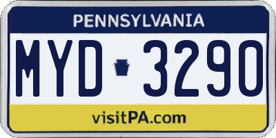 PA license plate MYD3290