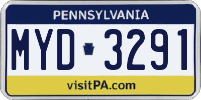 PA license plate MYD3291