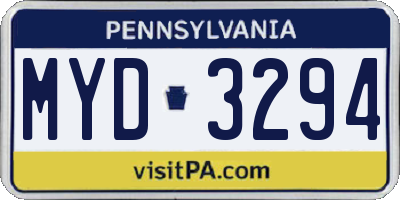 PA license plate MYD3294