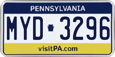 PA license plate MYD3296